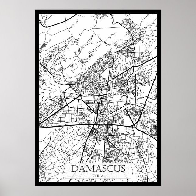 Poster Damascus Syria City Map (Frente)