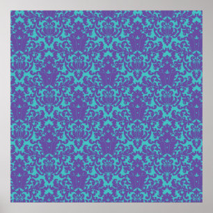 Póster Damask Lace Purple Teal