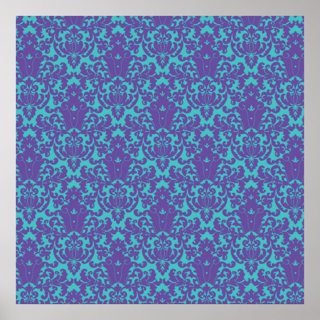 Póster Damask Lace Purple Teal (Frente)