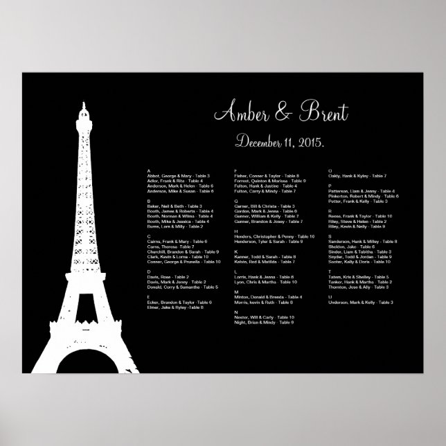 Póster Damask Paris Seating Chart (Frente)