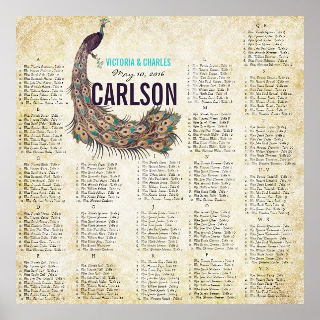 Póster Damask Peacock Elegance EggPlant Dourado Seating C (Frente)