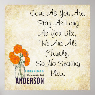 Poster Damask Vintage Modern Mason Jar Seating Chart