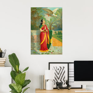 Poster Damayanti e Swan por Raja Ravi Varma
