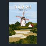 Poster Damme Belgium Retro Viagem Art Vintage<br><div class="desc">Maldito vetor de arte design. Damme é uma cidade na Flandres Ocidental,  na Bélgica. Atrai muitos turistas ao visitar Bruges ou a costa belga do Mar do Norte como destino.</div>