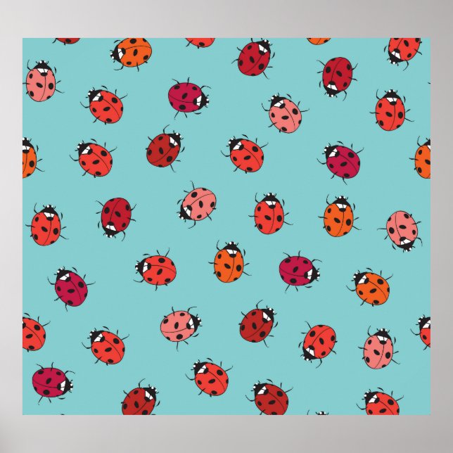 Poster Damybugs, fundo azul, charmoso e uniforme (Frente)