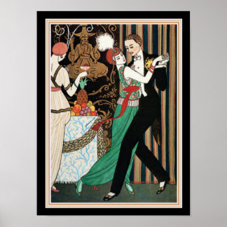 Póster "Dança Casal" George Barbier Art Deco 12 x 16