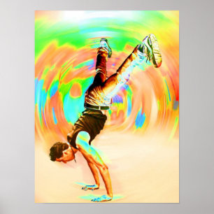 Poster Dança da rua, verde/amarelos/laranjas, No-Sil't