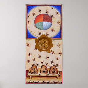 PÓSTER DANÇA DAS ABELHAS DE MEL COM 4 ELEMENTOS, FURO DE 