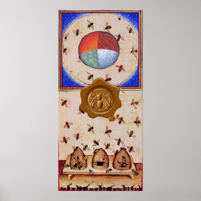 PÓSTER DANÇA DAS ABELHAS DE MEL COM 4 ELEMENTOS, FURO DE  (Frente)
