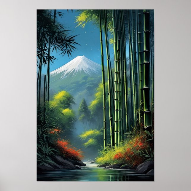 Poster Dança de Bambu, Stream na Floresta (Frente)