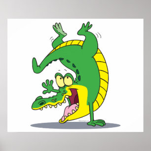 Póster dança de desenho animado de crocodilo de alligador