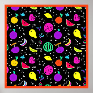 Poster Dança de Fruta Neon Energetizada