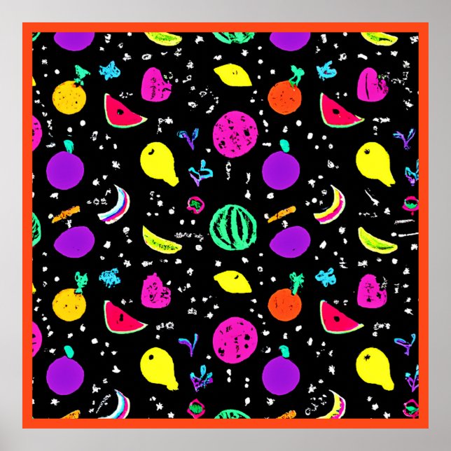Poster Dança de Fruta Neon Energetizada (Frente)