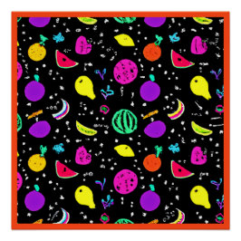 Póster Dança de Fruta Neon Energetizada