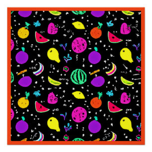 Póster Dança de Fruta Neon Energetizada