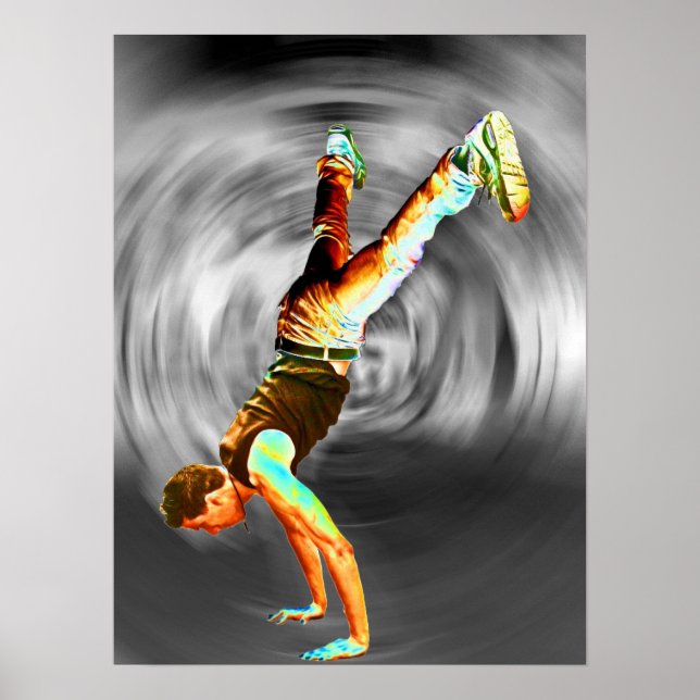 Poster Dança de rua, Cinza/Fundo preto (Frente)