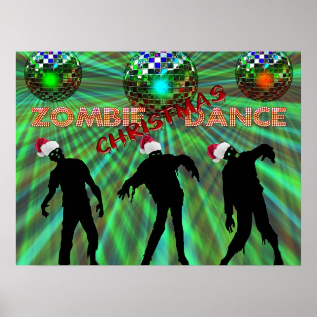 Póster Dança Disco Natal Zombie (Frente)