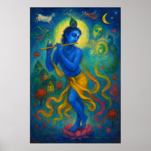 Poster Dança divina de Lord Krishna: Felicidade Eterna