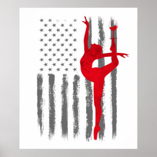 Poster Dança e Vinho  - Bandeira Americana Vintage EUA pa