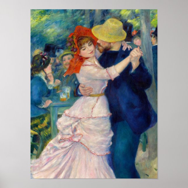 Poster Dança em Bougal, 1883 por Pierre-Auguste Renoir (Frente)