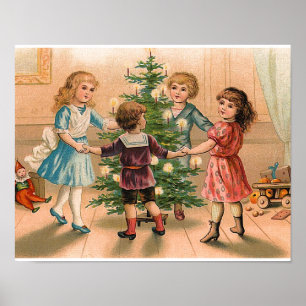 Póster Dança em torno da árvore de Natal