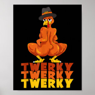 Poster Dança engraçada de Ação de Graças bunda de peru Tw