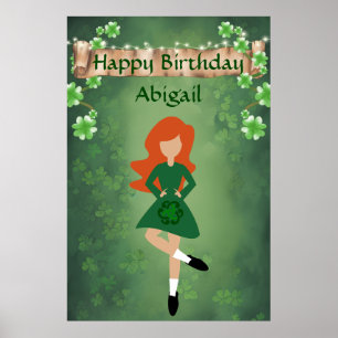 Poster Dança Irlandesa Personalizada, Feliz Aniversário d