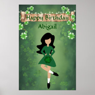 Poster Dança Irlandesa Personalizada, Feliz Aniversário V