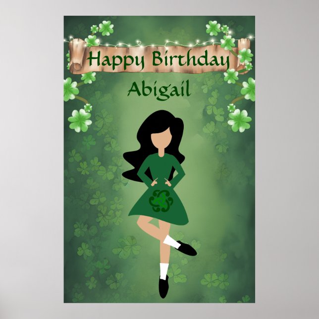 Poster Dança Irlandesa Personalizada, Feliz Aniversário V (Frente)