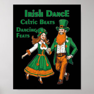 Poster Dança Irlandesa Ritmos Celtas Dançando Dia de São 