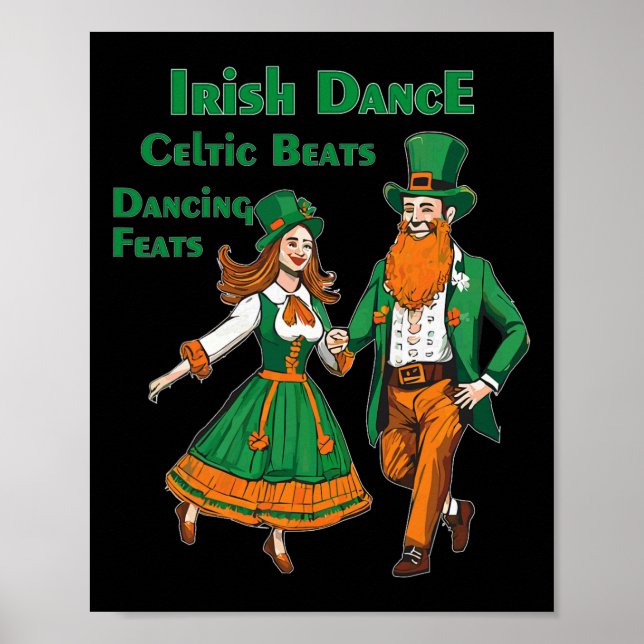 Poster Dança Irlandesa Ritmos Celtas Dançando Dia de São  (Frente)
