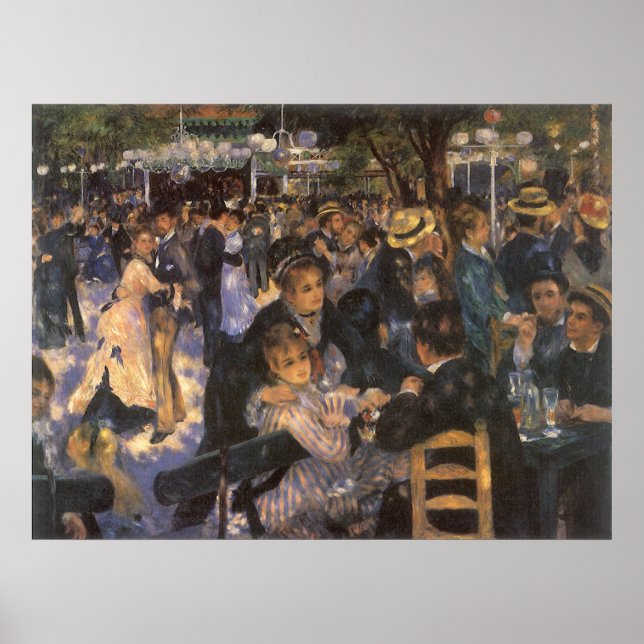 Póster Dança no Le Moulin de la Galette por Pierre Renoir (Frente)