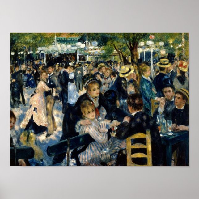Póster Dança no Le Moulin de la Galette por Renoir (Frente)