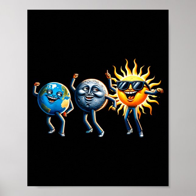 Poster Dança Terra Lua Sol Eclipse Total Solar Total Engr (Frente)