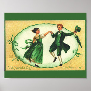 Poster Dança Vintage do Dia de São Patrício Feriado Irlan
