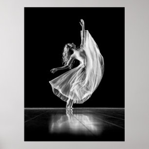 POSTER DANÇADOR DE BALÉS DE BAREFOTO FEMININA - NEGRO E