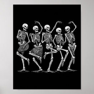 Poster Dançando esqueletos no Halloween Figurume Mulheres
