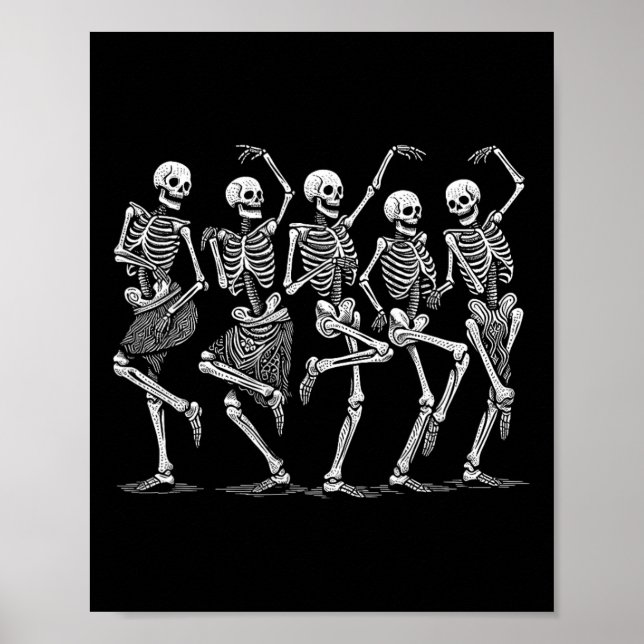 Poster Dançando esqueletos no Halloween Figurume Mulheres (Frente)
