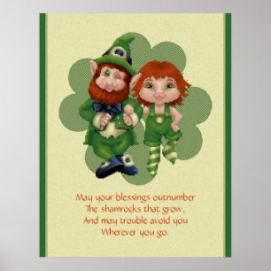 Póster Dançando Leprecauns Pixel Art Rua Dia de Patrick