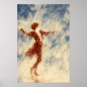 Poster Dançando na Chuva Figurativo Expressivo