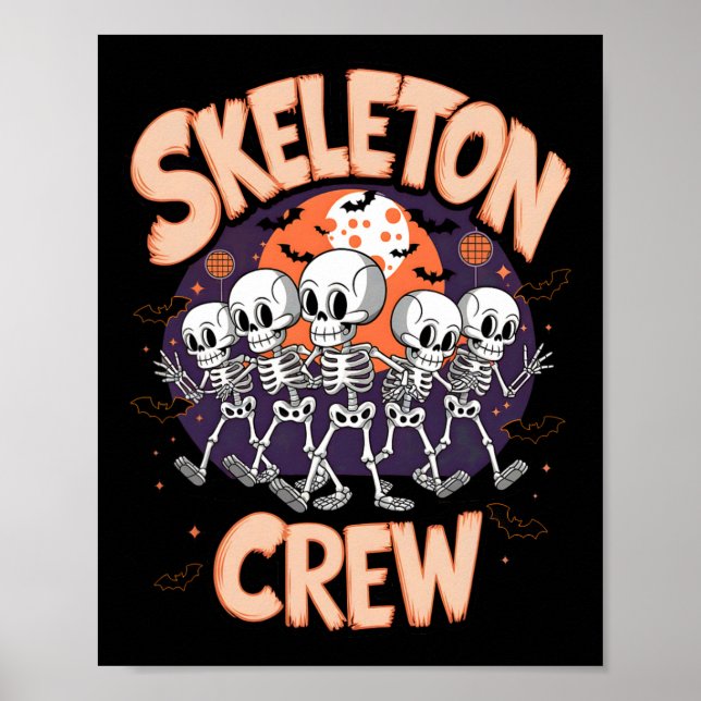 Poster Dançando Skeleton Crew Festa de Halloween Divertid (Frente)