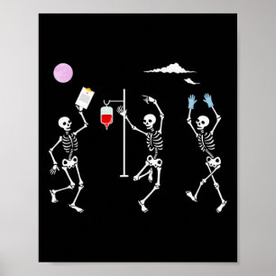 Poster Dançando Skeleton Enfermeira Engraçada Skeleton Ha