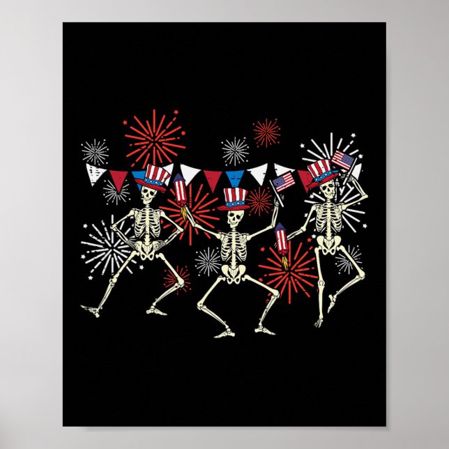 Poster Dançando Skeletons em julho Homens Patrióticos Eng (Frente)