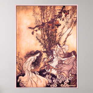 Póster Dançar com Fairies Arthur Rackham Ilustração