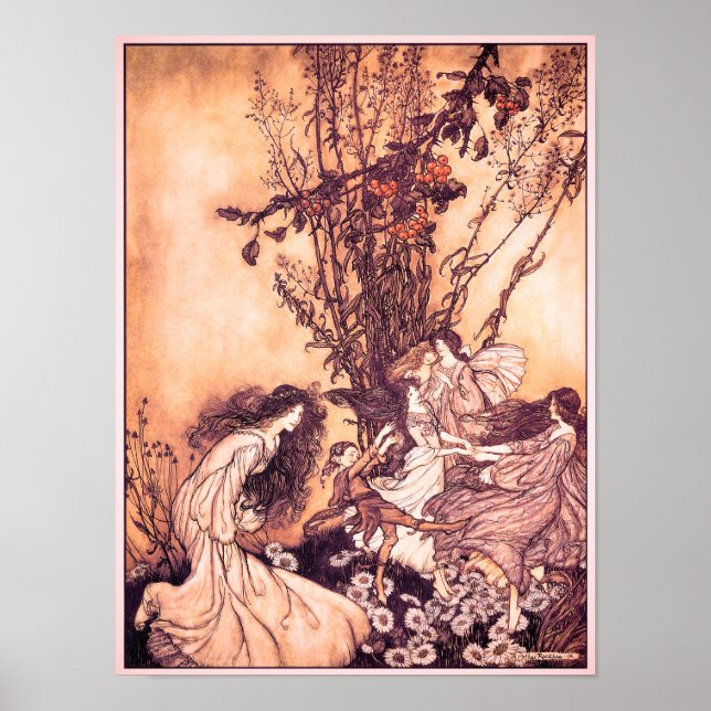 Póster Dançar com Fairies Arthur Rackham Ilustração (Frente)