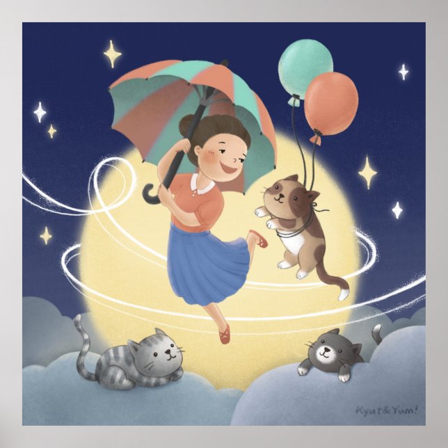 Poster Dançar com Gatos na Noite de Lua (Frente)