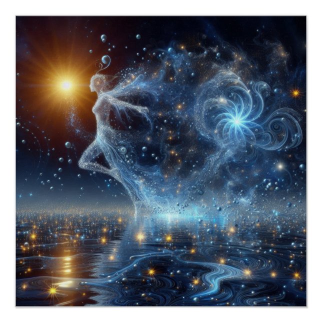Póster Dançar Em Água Pura Em Um Lago Azul (Frente)
