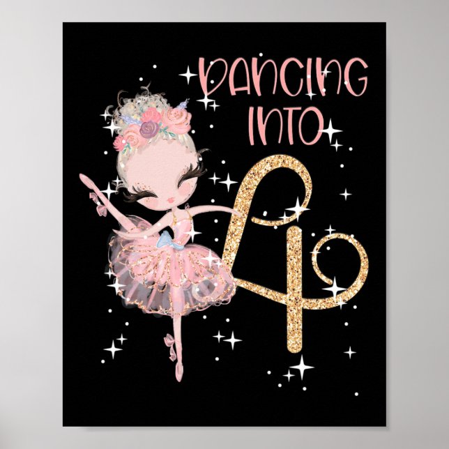 Poster Dançar Para A 4ª Dança De Balé De Rapariga De Aniv (Frente)