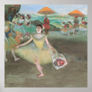 Poster Dançarina com Buquê, Curtsying por Edgar Degas