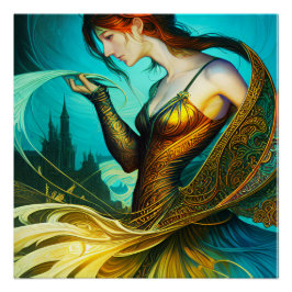 Póster Dançarina com Penas